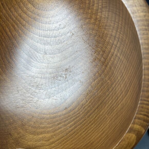 Vintage Footed Wood Salad Bowl Fork Spoon Set By Woodcraftery Made In USA - Picture 11 of 16